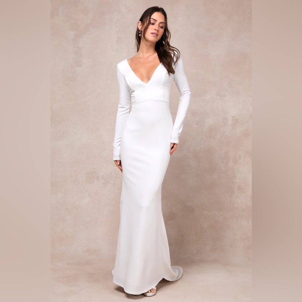 Lulus Extravagant Love White Backless Long Sleeve
Ruched Maxi Dress